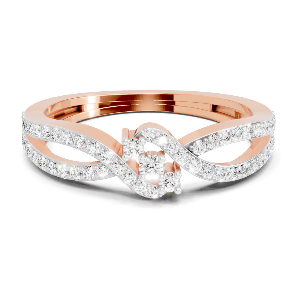 0.36 Carat Round Shape Twirl Engagement Ring | 14K Rose Gold