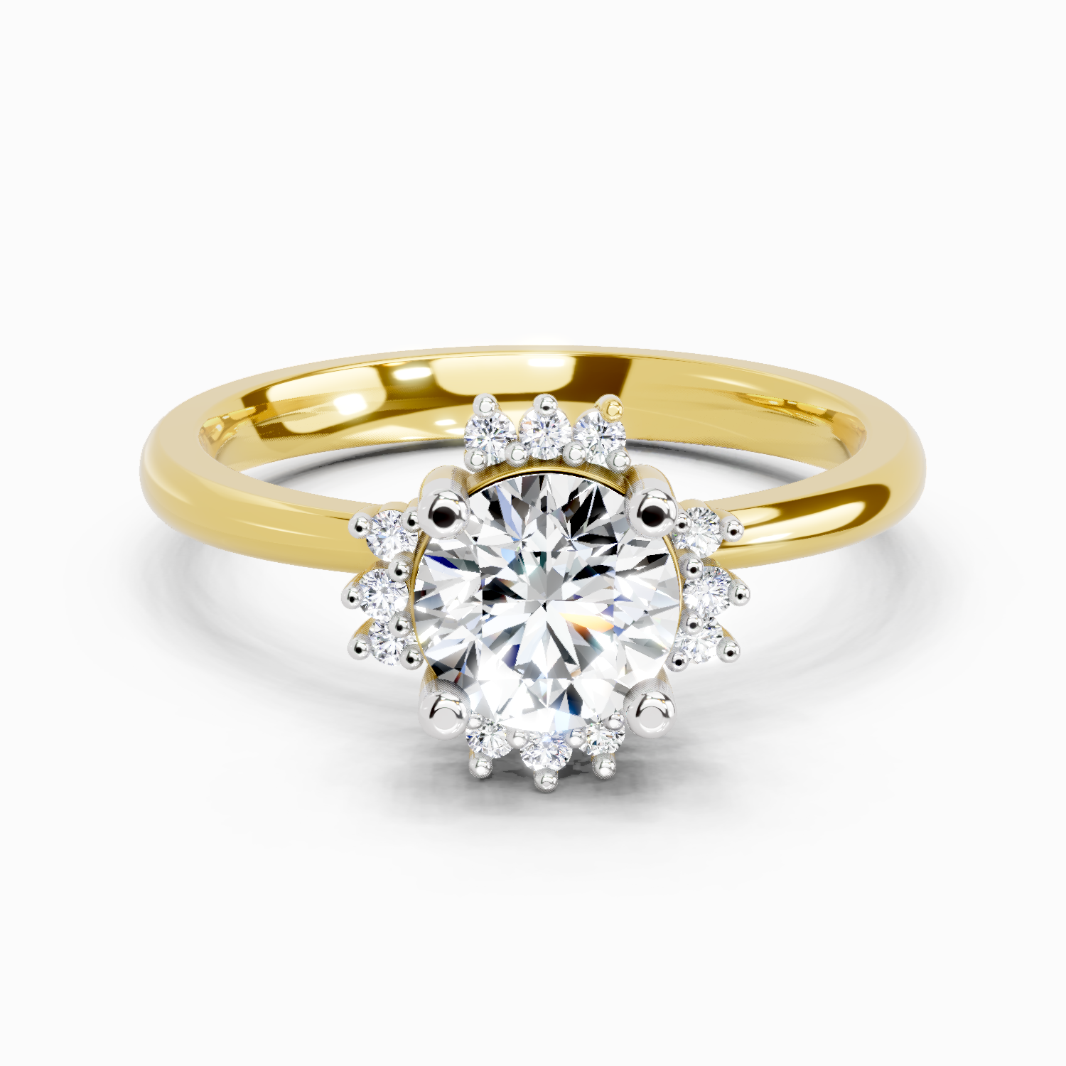 0.86 Ct Round Halo | 14K Yellow Gold