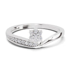 0.11 Carat Round Shape Floral Engagement Ring | 14K White Gold