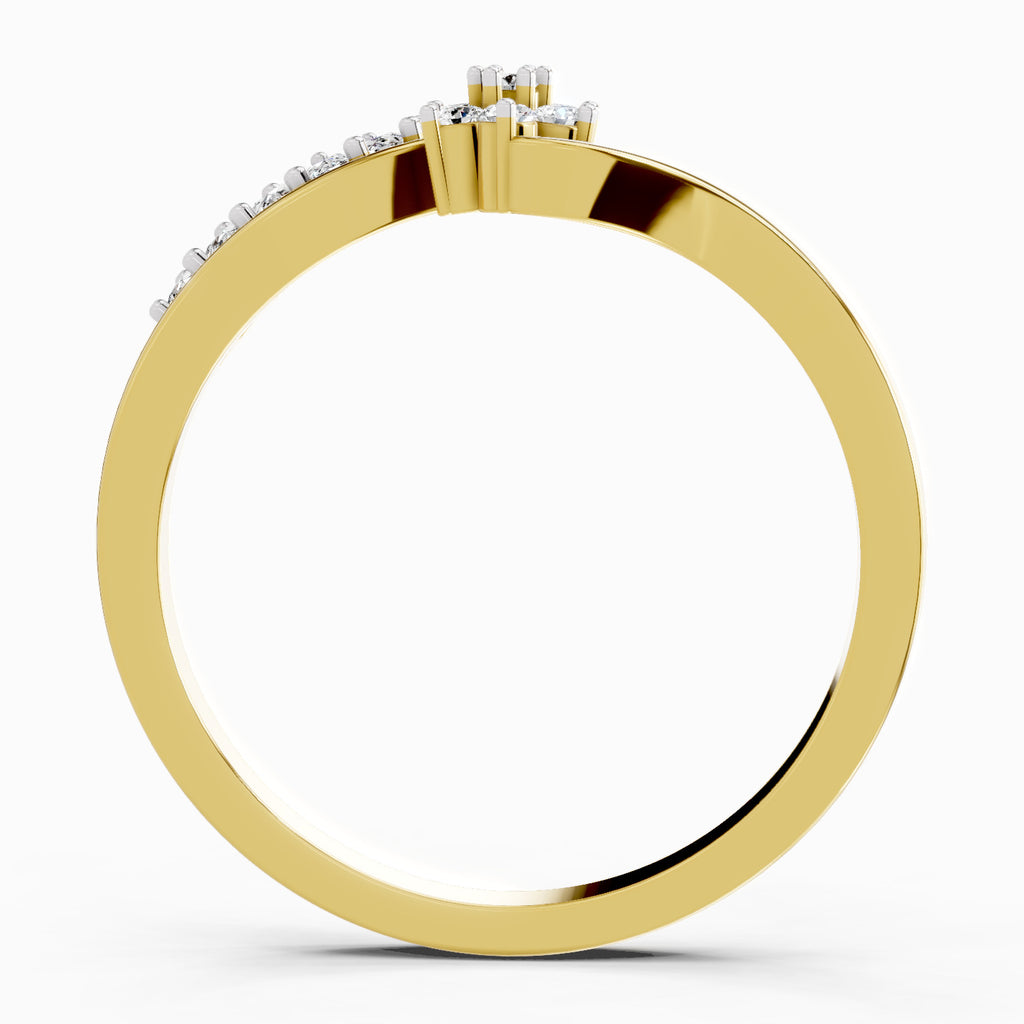 Sparkles Lab Grown Diamond 0.11 Floral Bypass Ring| 14K Yellow Gold