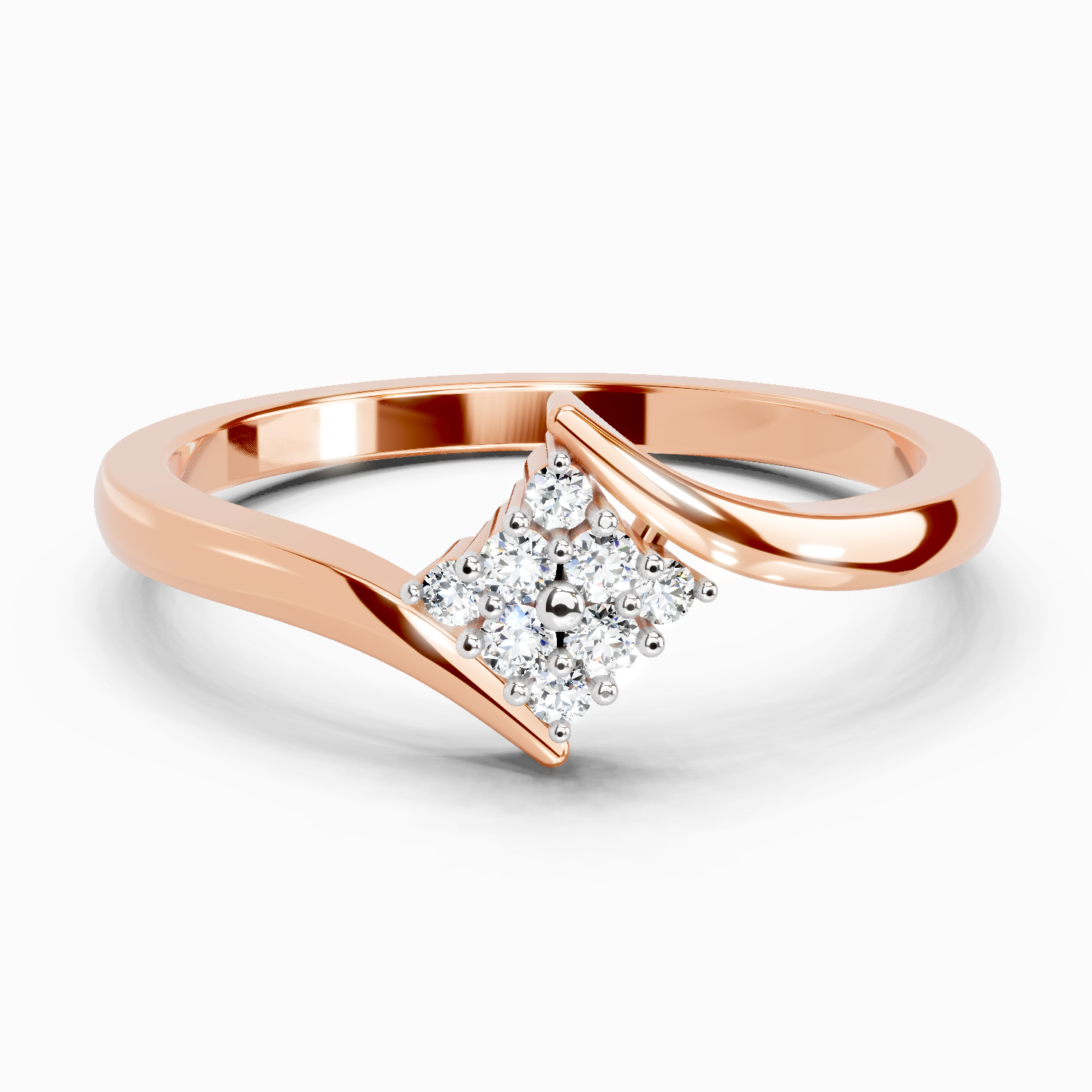 0.09 Ct Round Shape Diamond Cluster Ring | 14K Rose Gold