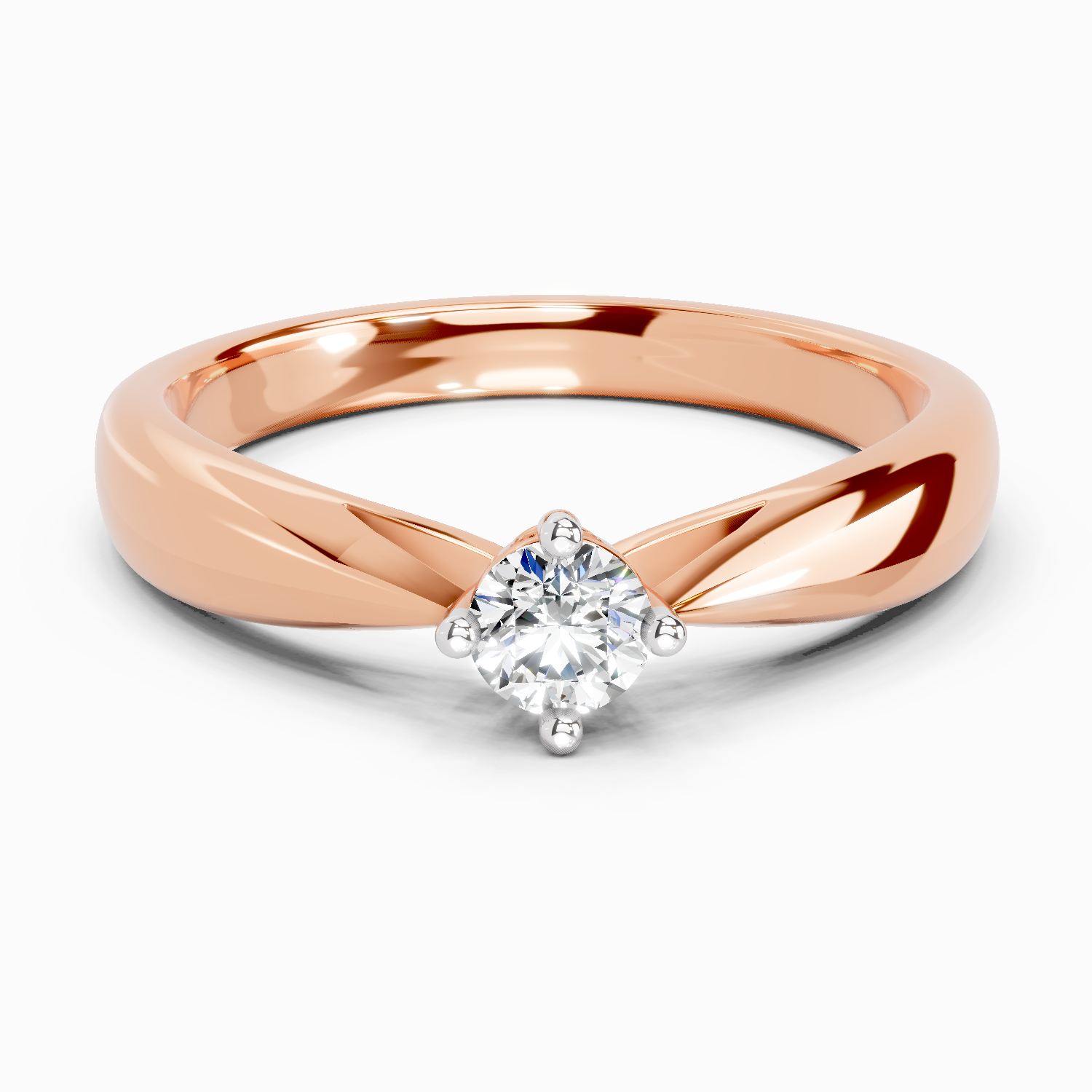 0.16 Ct Round Solitaire Ring | 14K Rose Gold