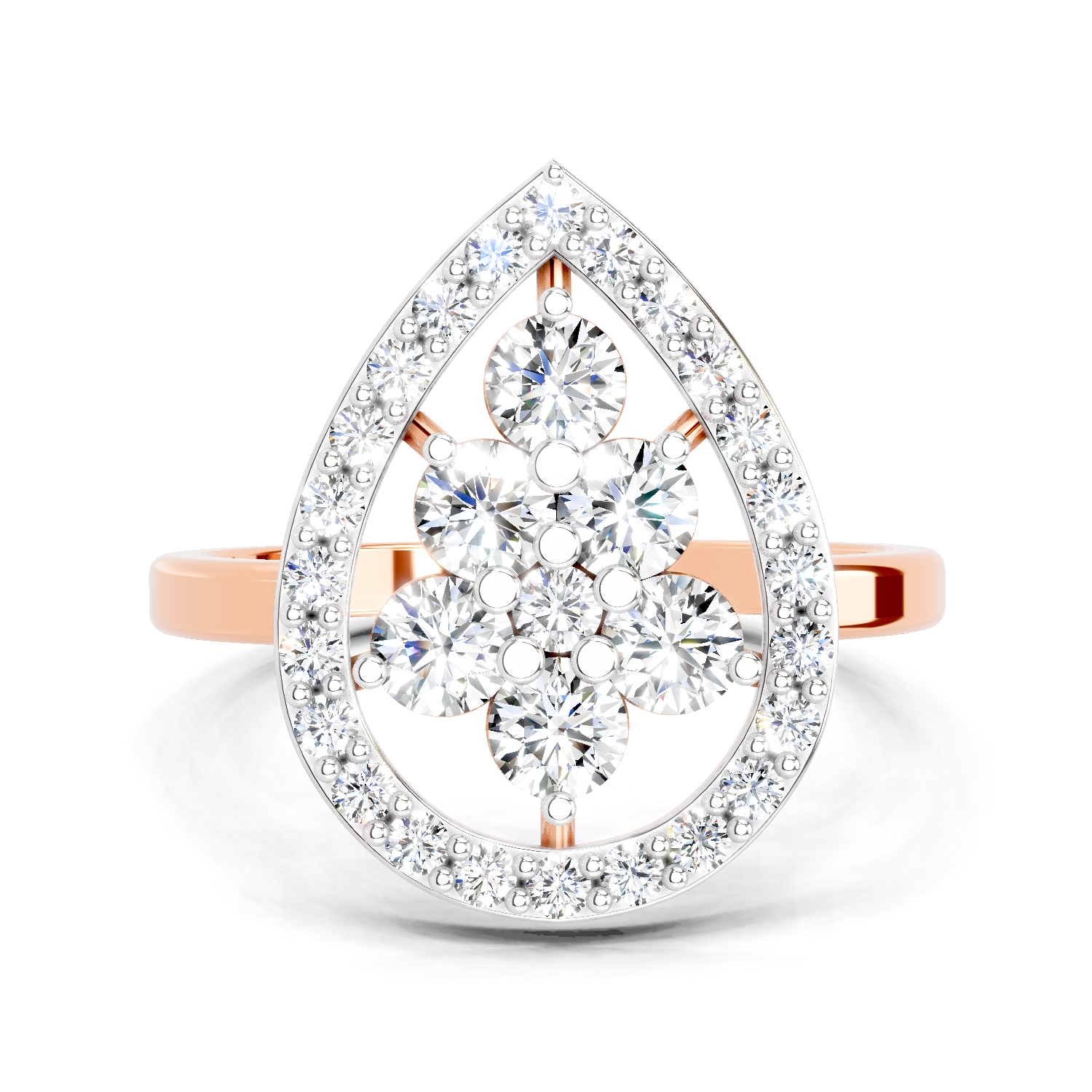 1.01 CT Round Cluster Diamond Ring | 14K Rose Gold