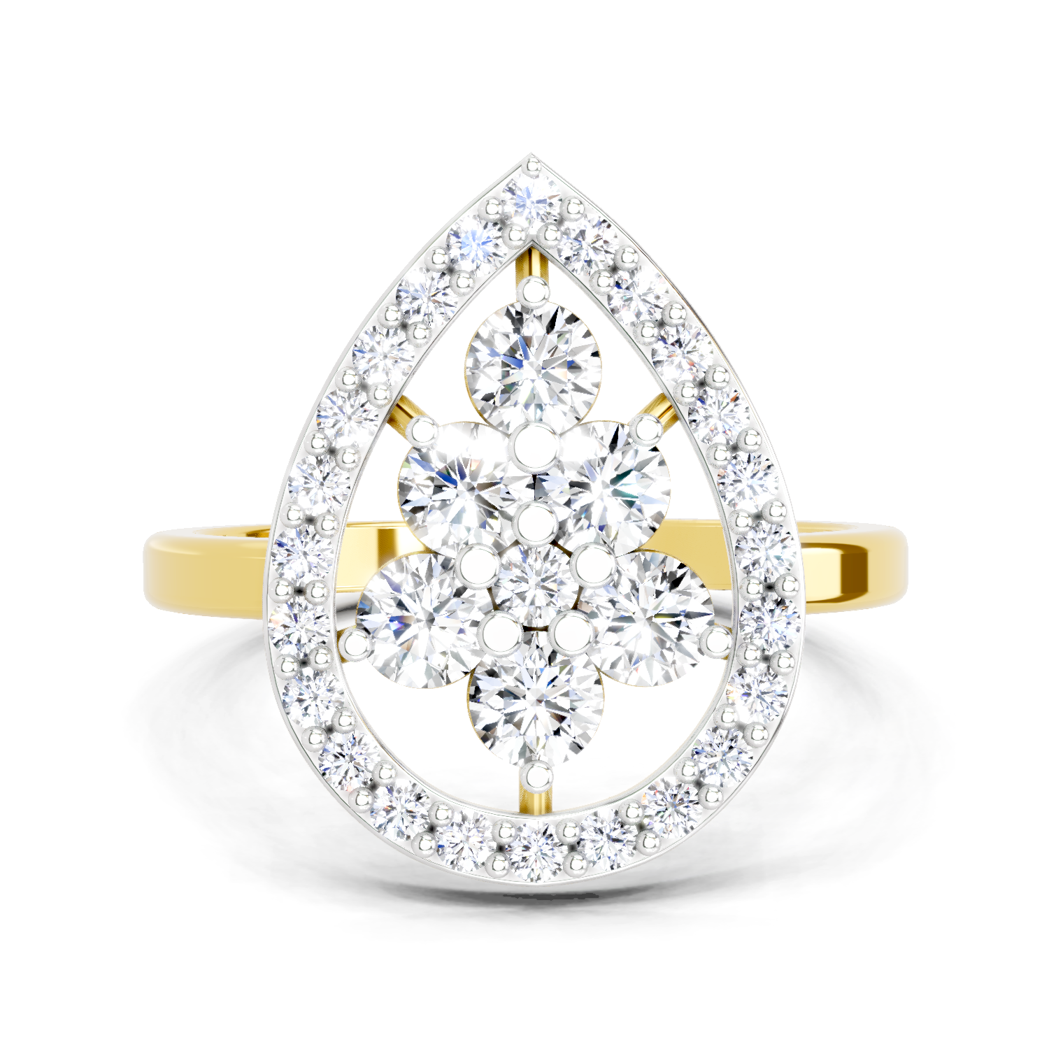 1.01 CT Round Cluster Diamond Ring | 14K Yellow Gold