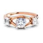 3 Stone 1 Ct  Round Shape Diamond | 14K Rose Gold