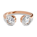 2 Stone Open 1 Ct Round Shape Diamond | 14K Rose Gold