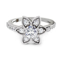 Floral Halo 0.84 Round Shape Diamond | 14K White Gold