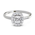 0.70 Cushion Shape Center Diamond Halo Ring | 14K White Gold