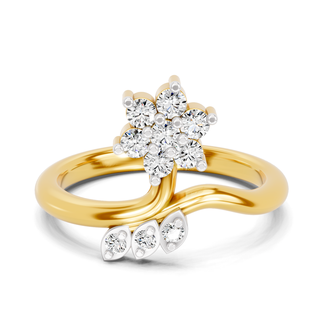 Sparkles Lab Grown Diamond 0.18 Floral Cluster Head Ring| 14K Yellow Gold