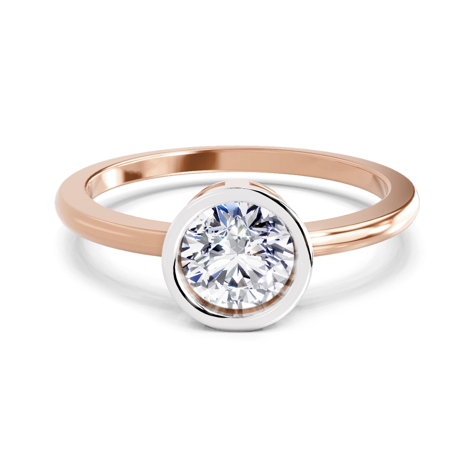 Bezel Solitaire Lab Grown Diamonds 0.15 Ct 14Kt Rose Gold