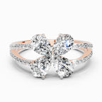1.38 Ct Pear Shape Diamond Clover Ring | 14K Rose Gold
