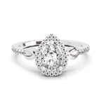 0.62 Carat Pear Shape Halo Engagement Ring | 14K White Gold
