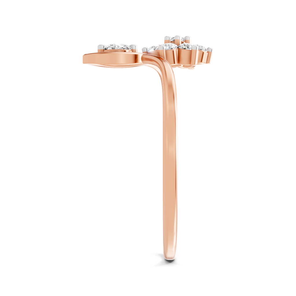 Sparkles Lab Grown Diamond 0.24 V-Shaped Floral Halo Ring| 14K Rose Gold