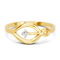 0.02 Carat  | 925 Sterling Silver Gold Plated Leaf Ring