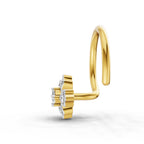 0.03 Carat Lab Grown Diamond Floral Cluster Diamond Nosepin | 14K Yellow Gold (Wire)