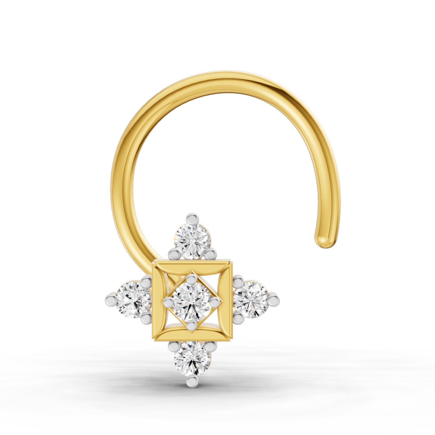0.02 Carat Round Shape Round Shape Diamond Nose Pin| 14K Yellow Gold