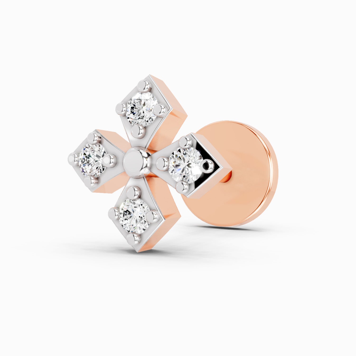 0.04 Carat Round Shape Celeste Bloom Diamond Nose Pin | 14K Rose Gold-Screw
