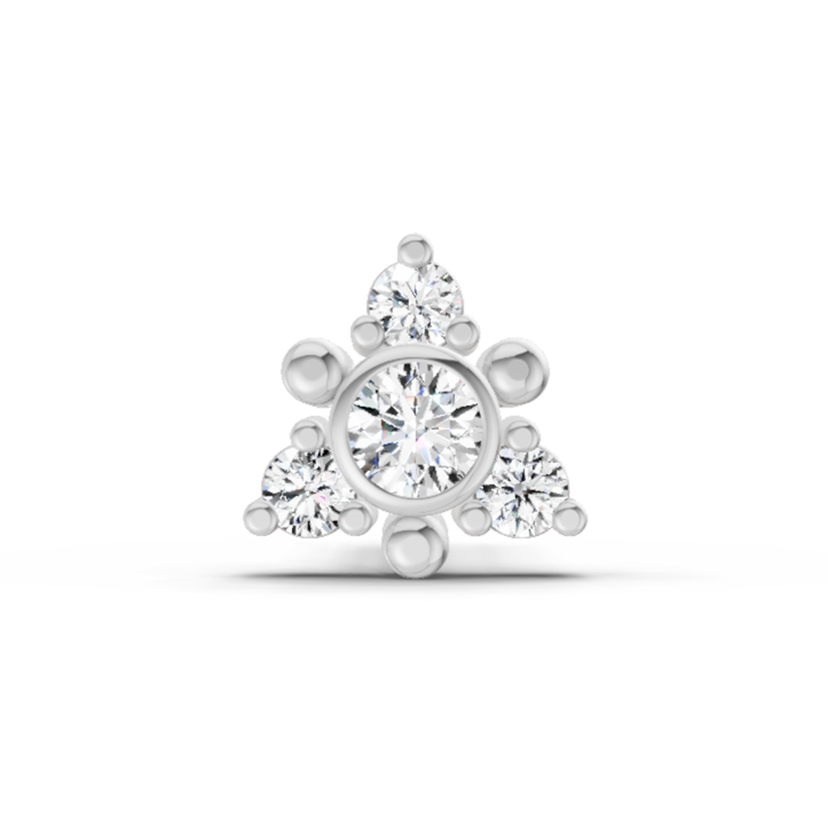 0.04 Ct Floral Nose Pin Round Shape | 14K Yellow Gold