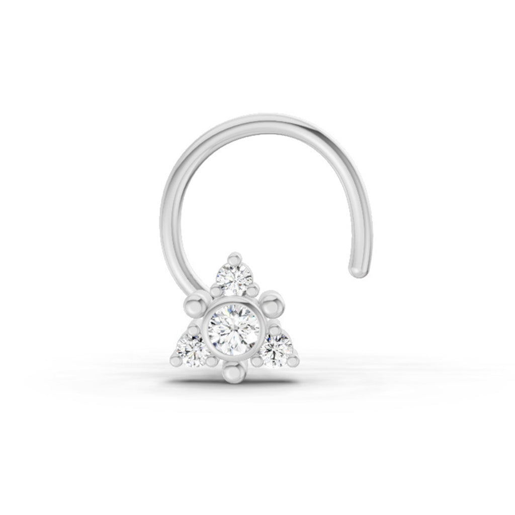 0.04 Ct Floral Nose Pin Round Shape | 14K Yellow Gold