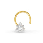 0.04 Ct Floral Nose Pin Round Shape | 14K Yellow Gold