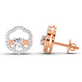 0.94 Ct Round Shape Halo Diamond Stud Earrings | 14K Rose Gold