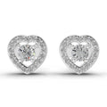 0.58 Ct Round Shape Halo Diamond Stud Earrings | 14K White Gold