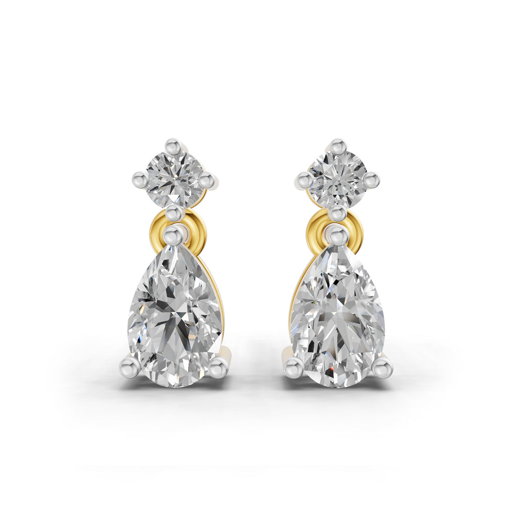 0.89 Ct  Pear-Shaped Diamond Drop Stud Earrings | 14K Rose Gold