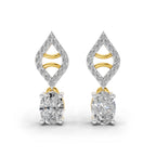 0.88 Ct  Oval Diamond Leaf Drop Diamond Stud Earrings | 14K Rose Gold