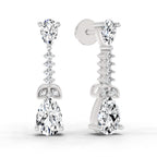 2.5 Ct Pear Shape Dangle Diamond Earrings | 14K Rose Gold