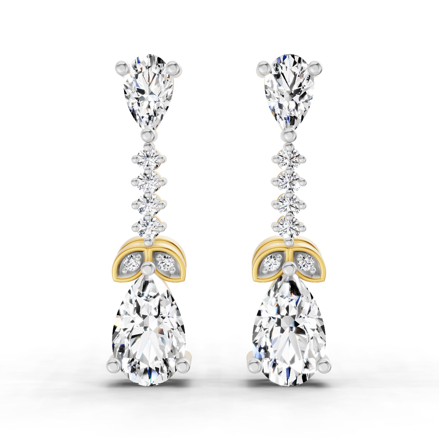 2.5 Ct Pear Shape Dangle Diamond Earrings | 14K Rose Gold