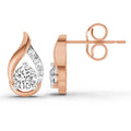 0.74 Ct Round Teardrop Earrings | 14K Rose Gold