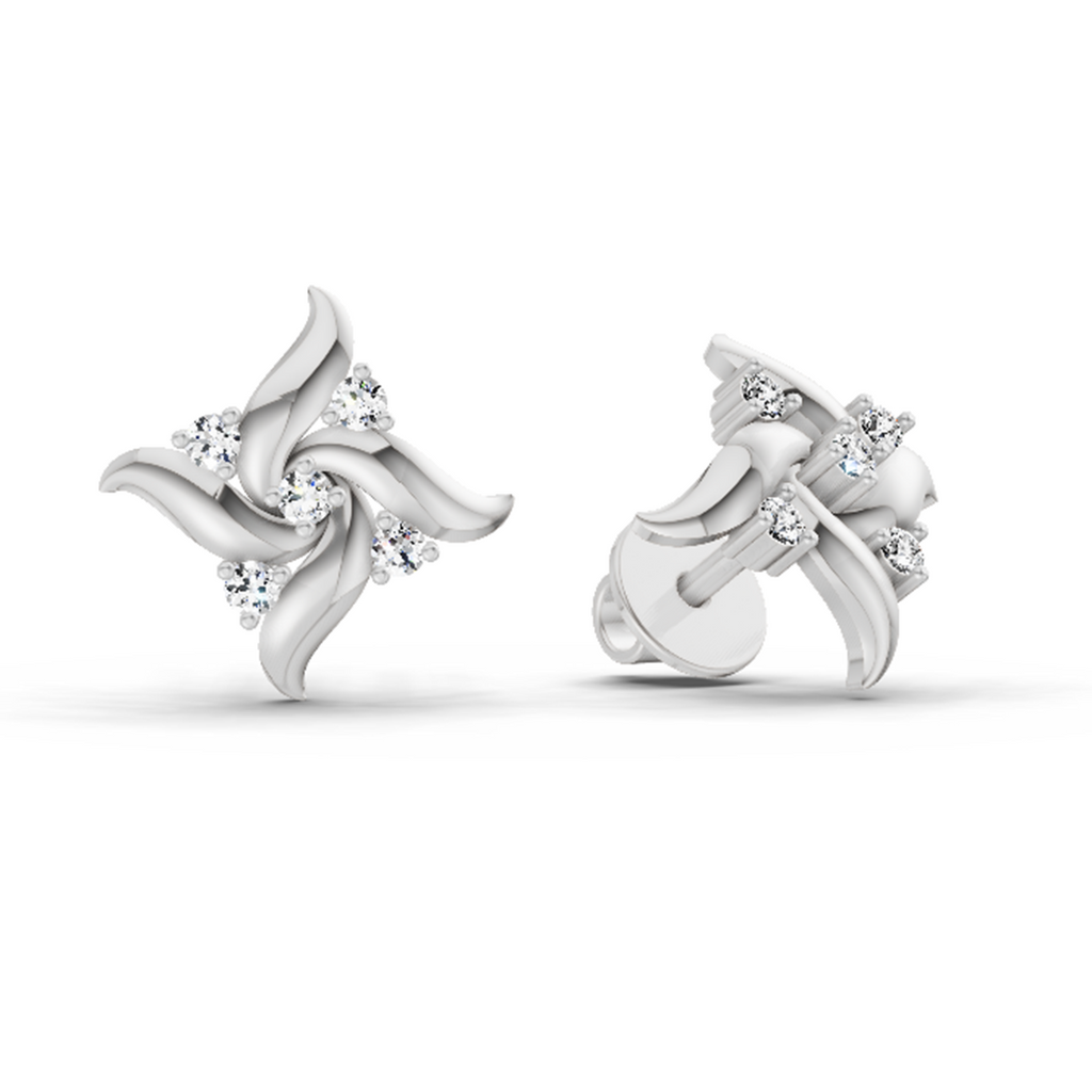 0.1 Ct Floral Stud Earrings | 14K Yellow Gold  FG VS Quality Diamonds