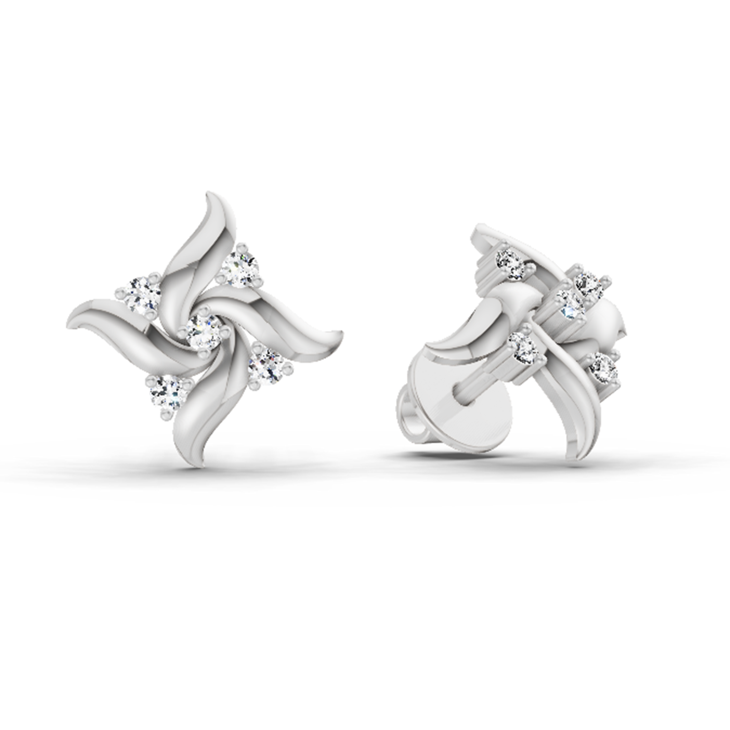 0.1 Ct Floral Stud Earrings | 14K Yellow Gold  FG VS Quality Diamonds
