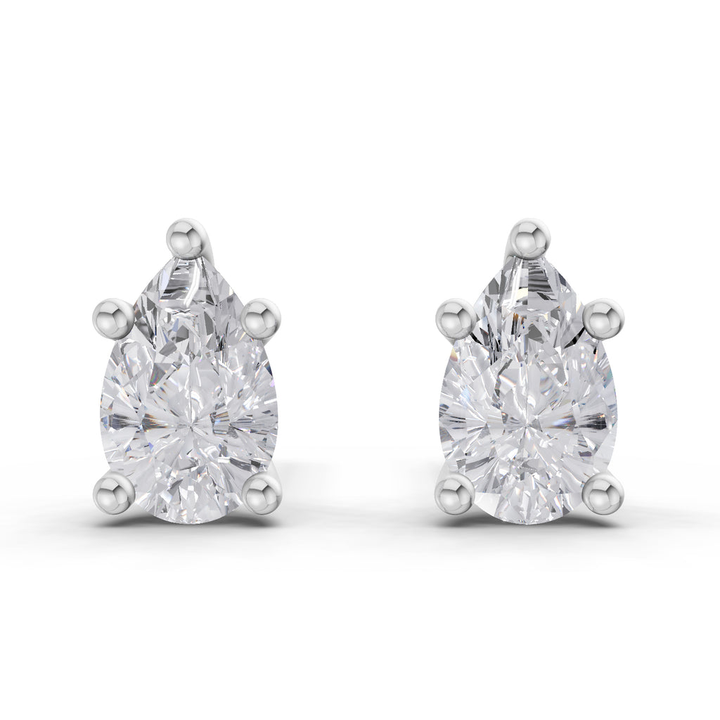 2.64 Ct Pear Shape Solitaire Diamond Stud Earrings | 14K Rose Gold
