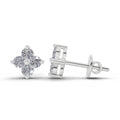 0.55 CtFloral Round Shape Earrings | 14K White Gold