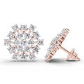 1.67 Ct Round Snowflake Stud Earrings | 14K Rose Gold