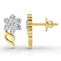 0.73 Ct Round Flower Stud Earrings | 14K Yellow Gold