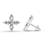 1.44 Ct Marquise Shape Cluster Diamond Stud Earrings | 14K Rose Gold