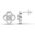 1.27 Ct Round Halo Stud Earrings | 14K White Gold