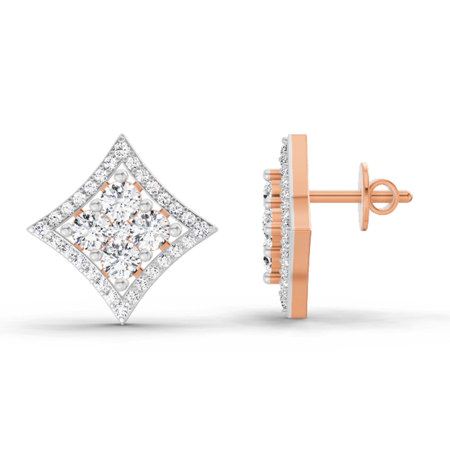 1.19 Ct Round Star Shpae Fashion Earrings |  14K Rose Gold