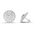 Round 1.45 Ct Heart Shpae Halo Earrings |  14K White Gold