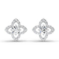 1.41 Ct Round Shape Halo Diamond Earrings | 14K White Gold