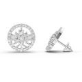 1.28 Ct Round Floral Halo Stud Earrings | 14K White Gold