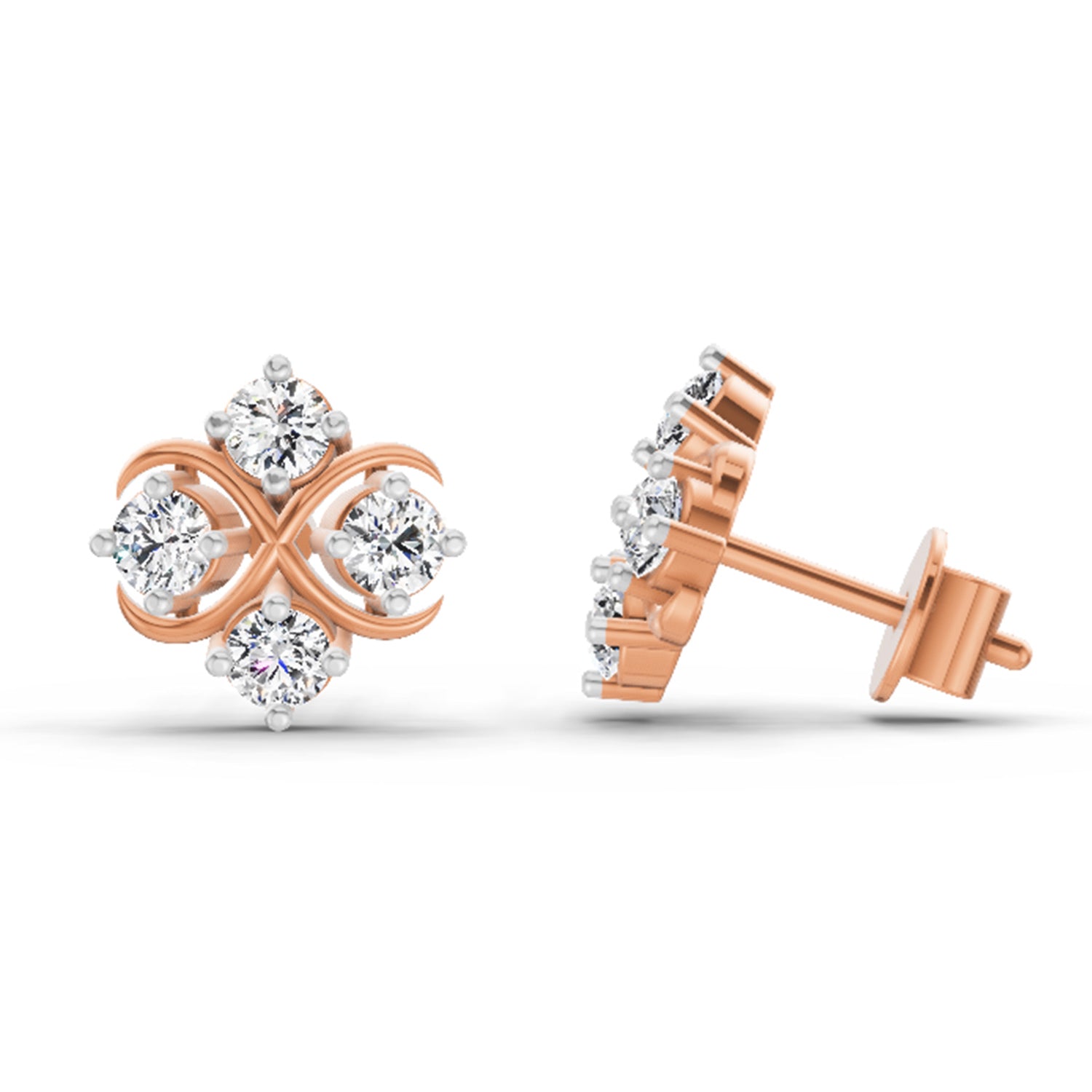 0.85 Ct Round Fashion Earrings |  14K Rose Gold