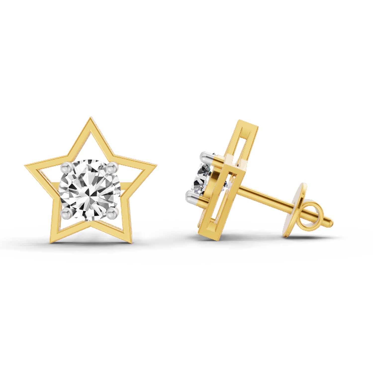 0.8 Ct Round Stud Earrings |  14K Yellow Gold