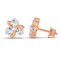 0.75 Ct Round Flower Stud Earrings | 14K Rose Gold  FG VS Quality Diamonds