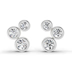 0.67 Ct Round 3 Stone Earrings | 14K Rose Gold