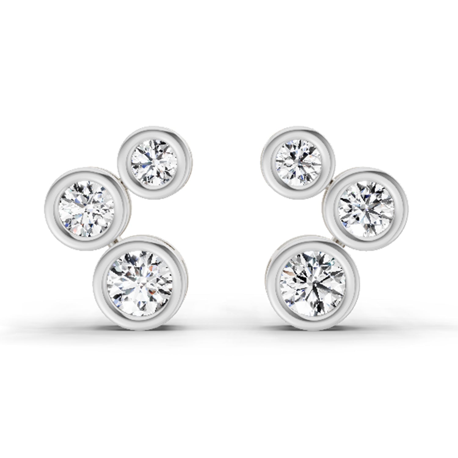 0.67 Ct Round 3 Stone Earrings | 14K Rose Gold