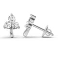 0.52 Ct  Round Shape 3 Stone Diamond Stud Earrings | 14K White Gold