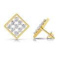 1 Ct  Round Shape Diamond Square Cluster Stud Earrings | 14K Yellow Gold